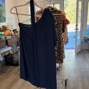 SHEIN One-Shoulder Dress in Deep Blue